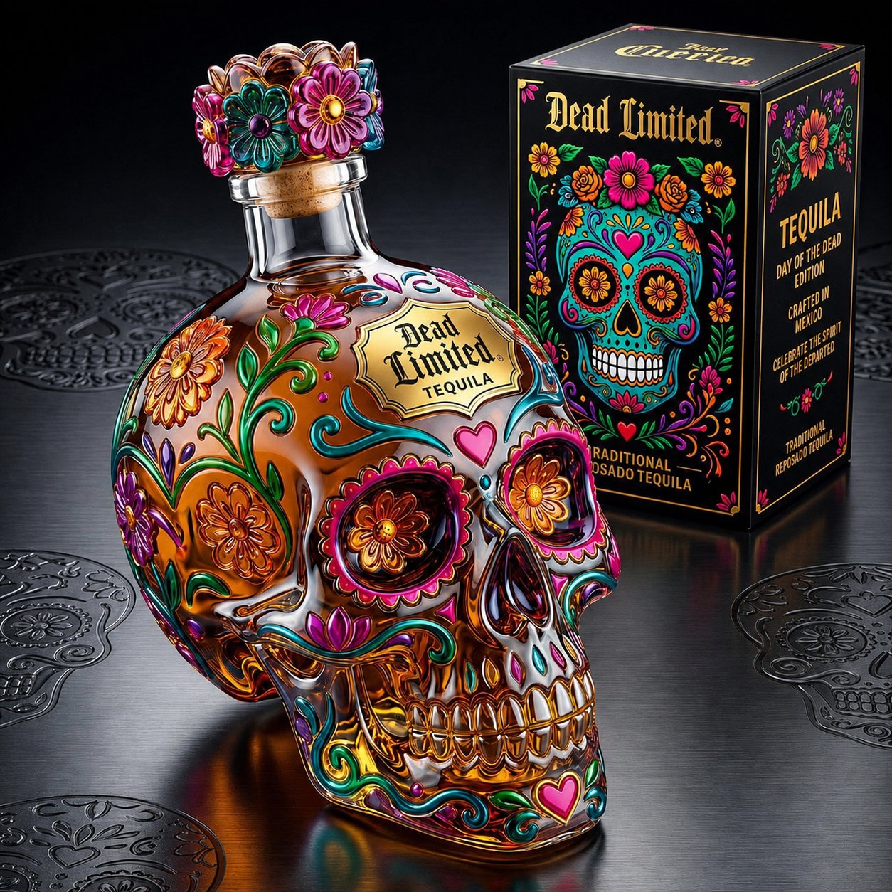 🔥🍷Limited edition Day of the Dead tequila bottle🎁 -2
