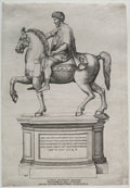 Equestrian Statue of Marcus Aurelius by Nicolas Beatrizet (French, active Italy, 1507 or 1515-about 1565) - Classic Painting canvas print