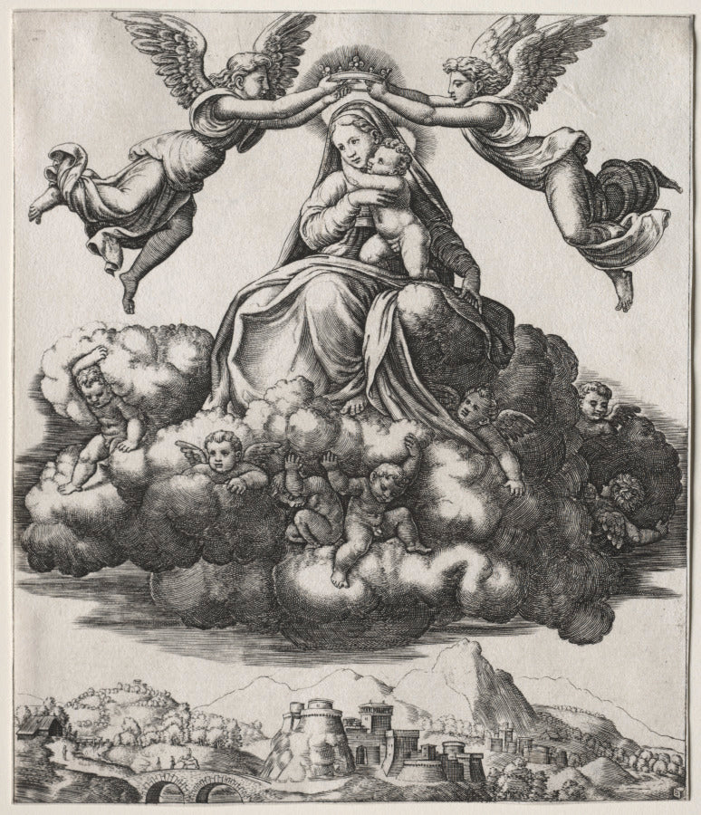 The Virgin in Glory by Master of the Die (Italian, active about 1530–60) - Classic Painting canvas print
