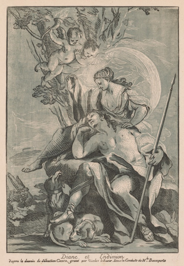Diana and Endymion by Nicolas LeSueur (French, 1691–1764) - Classic Painting canvas print