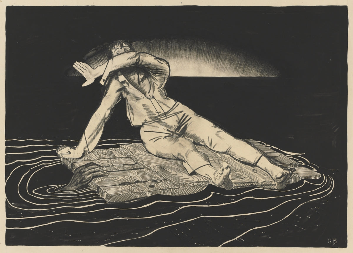 On a Raft by George Bellows (American, 1882–1925) - Classic Painting canvas print