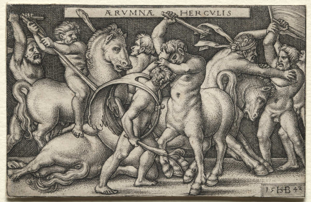 The Labors of Hercules Hercules Defeating the Centaurs by Hans Sebald Beham (German, 1500–1550) - Classic Painting canvas print
