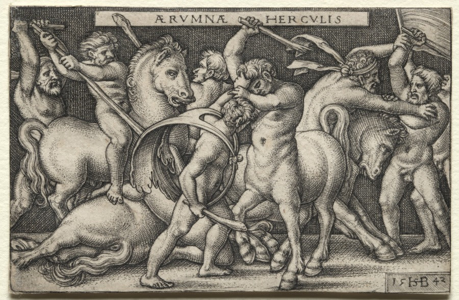 The Labors of Hercules by Hans Sebald Beham (German, 1500–1550) - Classic Painting canvas print