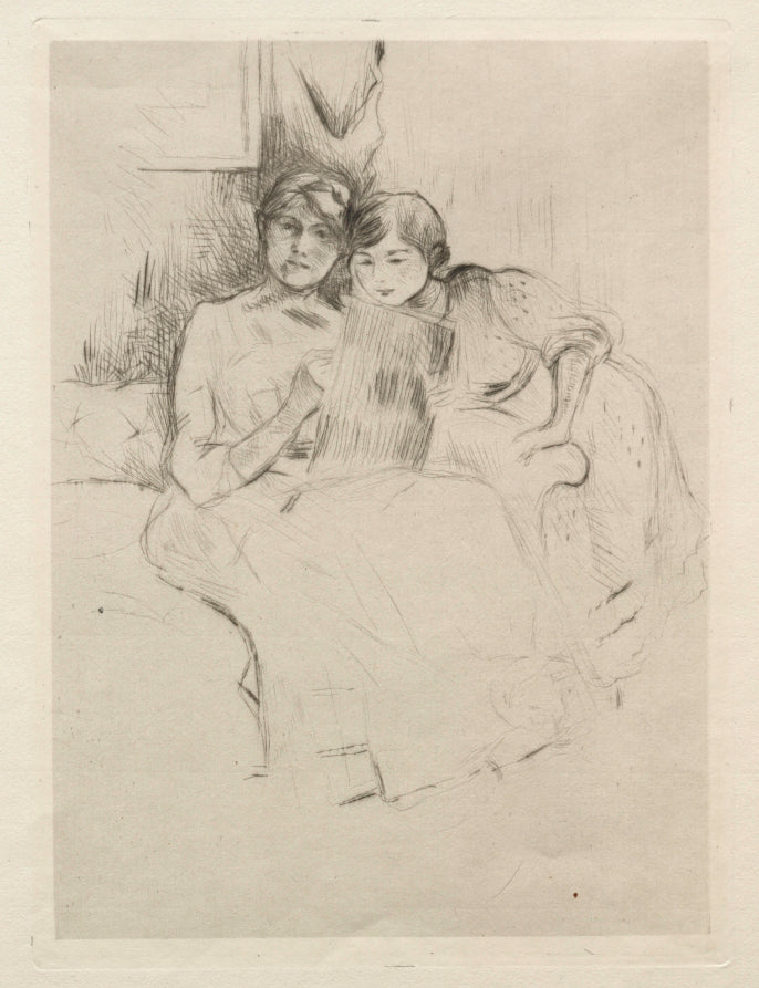 The Drawing Lesson Berthe Morisot Drawing with Her Daughter by Berthe Morisot (French, 1841–1895) - Classic Painting canvas print