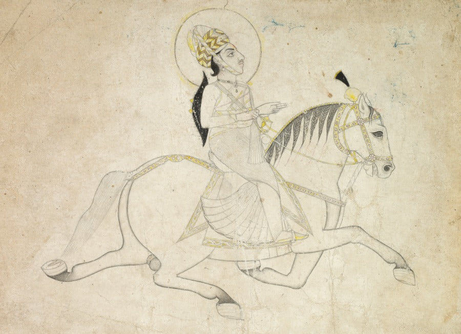 Jai Singh III of Jaipur r. 18181835 Riding by  - Classic Art canvas print