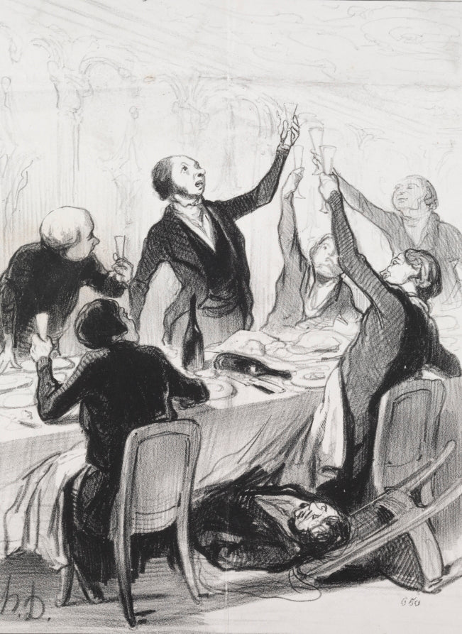 Gentlemen.... here goes a 43rd toast.... to the Temperance Society by Honoré Daumier (French, 1808–1879) - Classic Painting canvas print