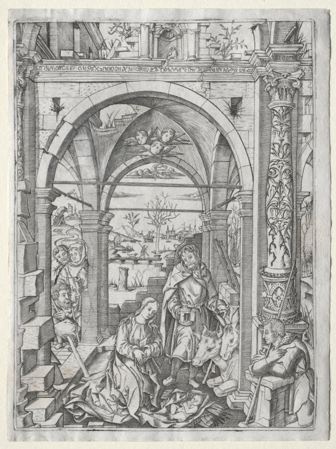 Adoration of the Shepherds by Nicoletto da Modena (Italian, active c. 1500–1520) - Classic Painting canvas print