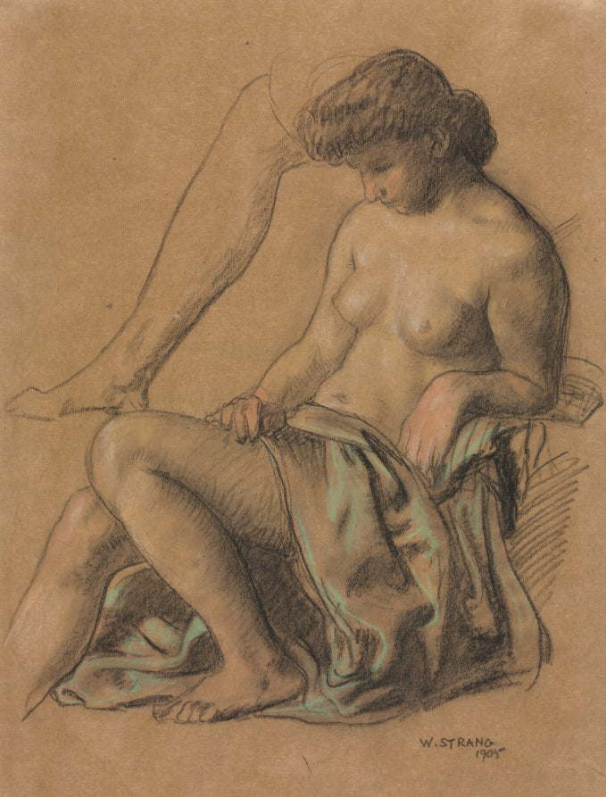 Draped Figure Seated by William Strang (British, 1859–1921) - Classic Painting canvas print