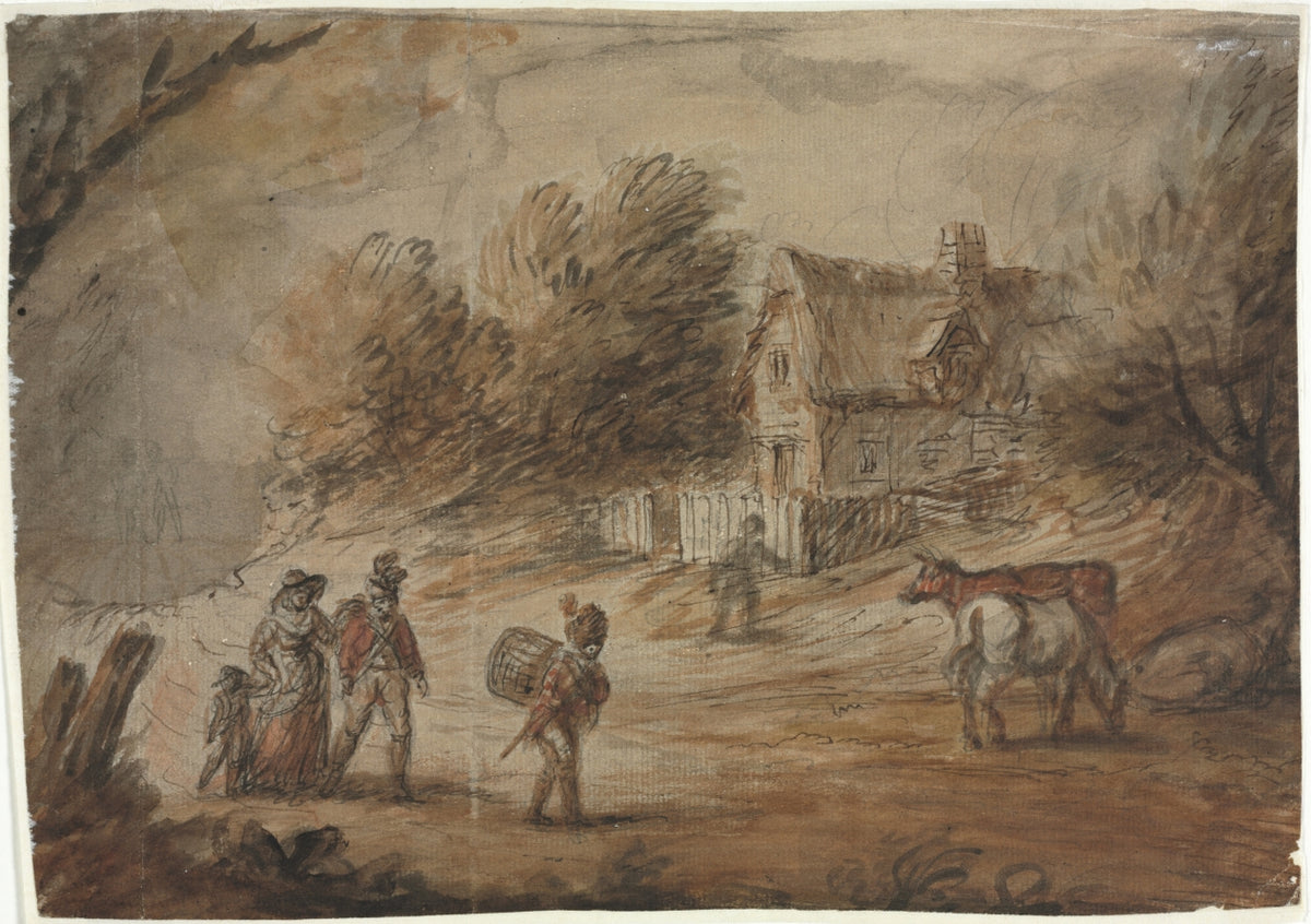 Country Scene with Soldiers by Henry William Bunbury (British, 1750–1811) - Classic Painting canvas print