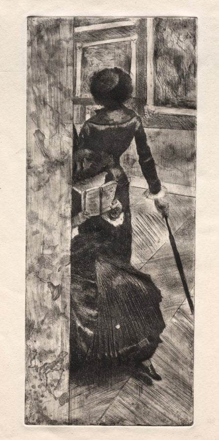 Mary Cassatt at the Louvre  The Paintings Gallery by Edgar Degas (French, 1834–1917) - Classic Painting canvas print