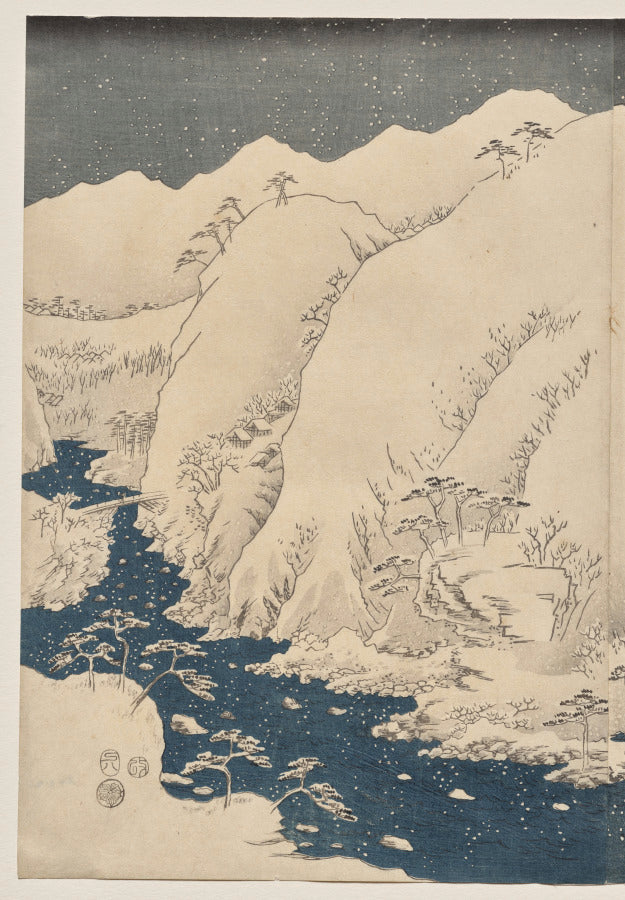 Mountain and River on the Kiso Road by Utagawa Hiroshige (Japanese, 1797–1858) - Classic Painting canvas print