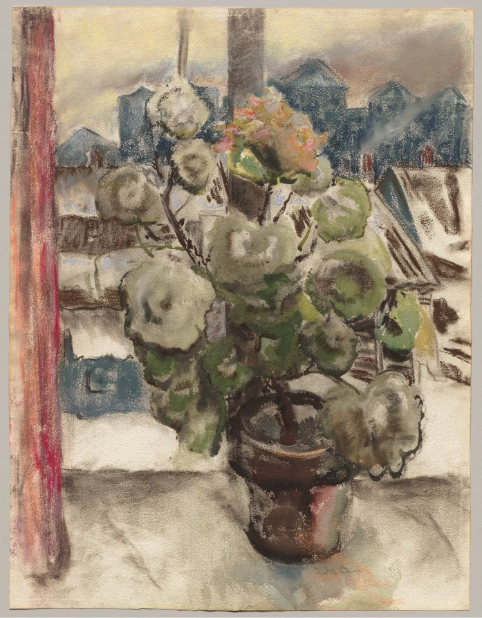 The Geranium in My Window by Louise M. Dunn (American, 1875–1962) - Classic Painting canvas print