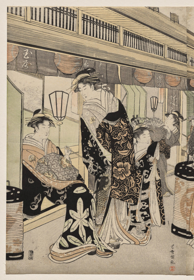Courtesans Promenading on the Nakanoch by Utagawa Toyokuni (Japanese, 1769–1825) - Classic Painting canvas print