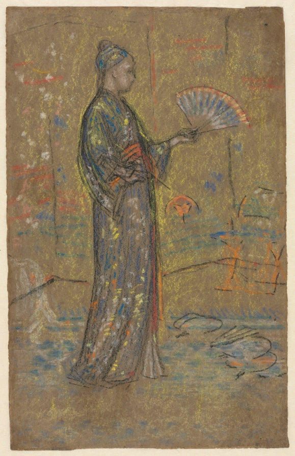 Japanese Woman Painting a Fan recto by James McNeill Whistler (American, 1834–1903) - Classic Painting canvas print