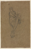 Standing Woman Holding Up Her Dress verso by James McNeill Whistler (American, 1834–1903) - Classic Painting canvas print