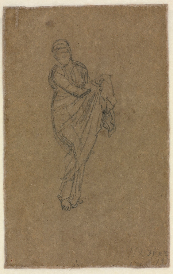 Standing Woman Holding Up Her Dress verso by James McNeill Whistler (American, 1834–1903) - Classic Painting canvas print