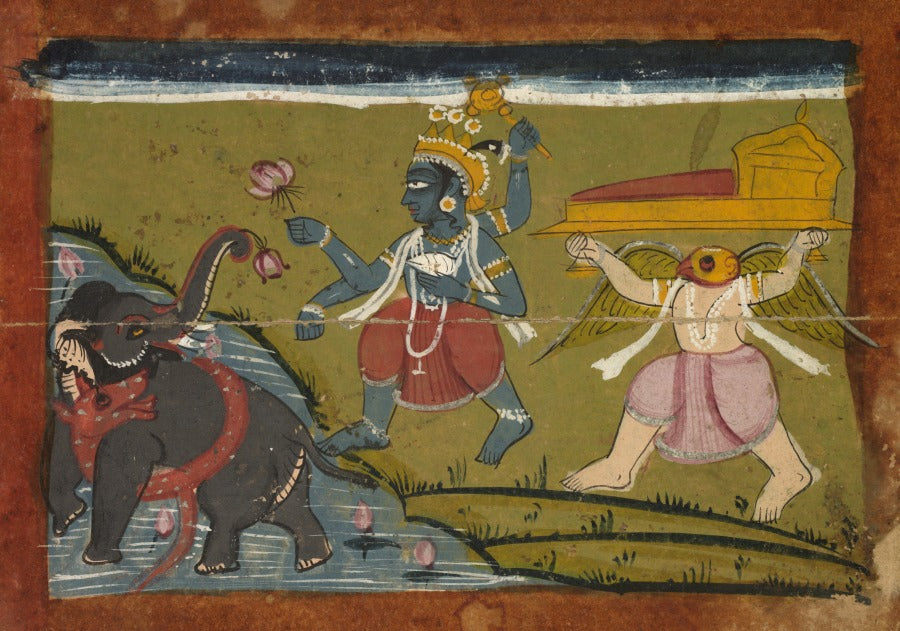 Gajendra Moksha  The Salvation of the King of the Elephants by  - Classic Art canvas print