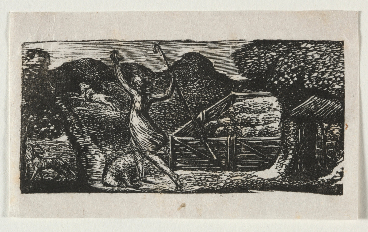 The Pastorals of Virgil, Eclogue I  The Shepherd Chases away a Wolf by William Blake (British, 1757–1827) - Classic Painting canvas print