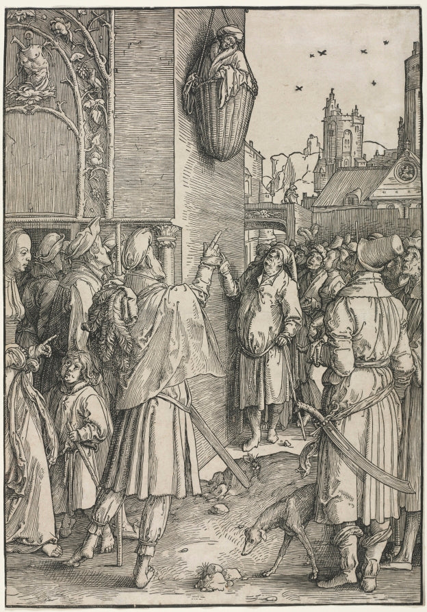 The Power of Women The Poet Virgil Suspended in a Basket by Lucas van Leyden (Netherlandish, 1494–about 1533) - Classic Painting canvas print
