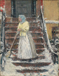 Sweeping Snow by Childe Hassam (American, 1859–1935) - Classic Art canvas print