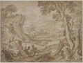 Landscape with Shepherds by Domenico I Piola (Italian, 1627–1703) - Classic Painting canvas print