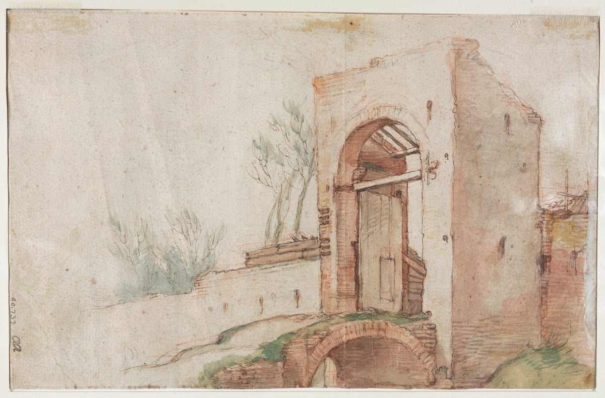 Bridge and Gate verso by Abraham Bloemaert (Dutch, 1566–1651) - Classic Painting canvas print