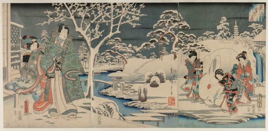 The Snowy Garden by Utagawa Hiroshige (Japanese, 1797–1858) - Classic Painting canvas print