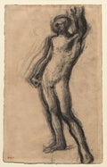 Nude Man Standing, with Left Hand Raised by Edgar Degas (French, 1834–1917) - Classic Painting canvas print
