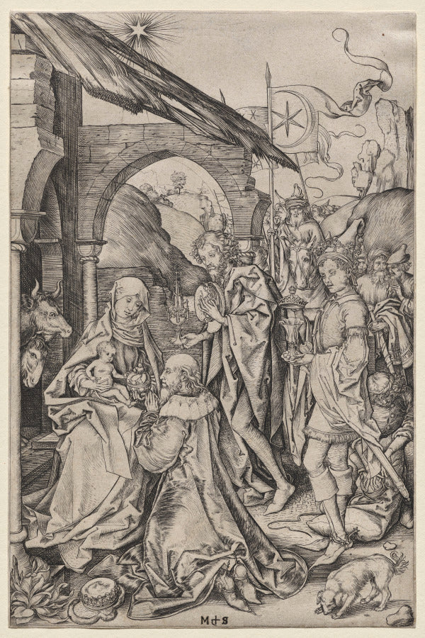 Adoration of the Magi by Martin Schongauer (German, c. 1450–1491) - Classic Art canvas print