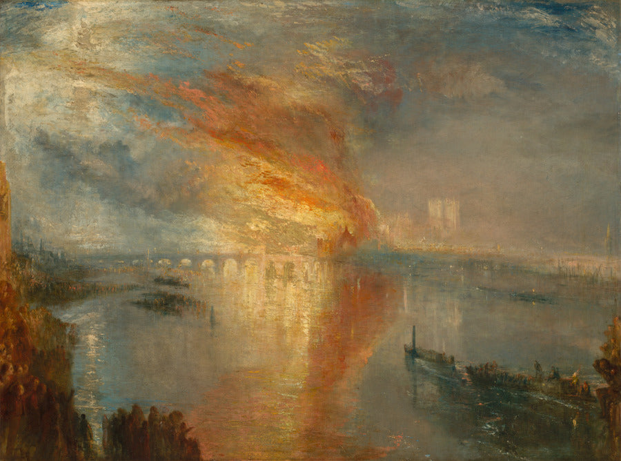 The Burning of the Houses of Lords and Commons, 16 October 1834 by Joseph Mallord William Turner (British, 1775–1851) - Romantic canvas print