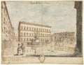 Eighteen Views of Rome The Piazza Farnese recto by Lievin Cruyl (Flemish, c. 1640-c. 1720) - Classic Painting canvas print