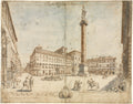 Eighteen Views of Rome The Piazza Colonna by Lievin Cruyl (Flemish, c. 1640-c. 1720) - Classic Painting canvas print