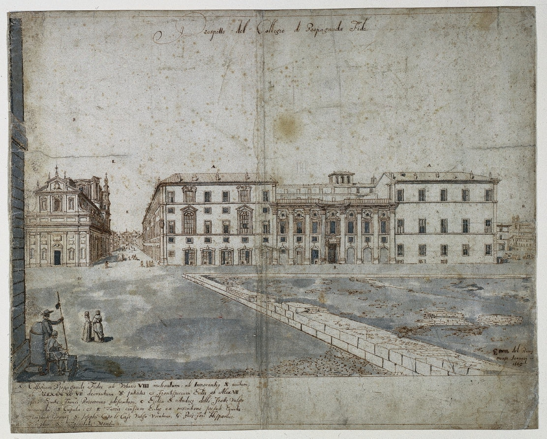 Eighteen Views of Rome The Collegio di Propaganda Fide recto by Lievin Cruyl (Flemish, c. 1640-c. 1720) - Classic Painting canvas print
