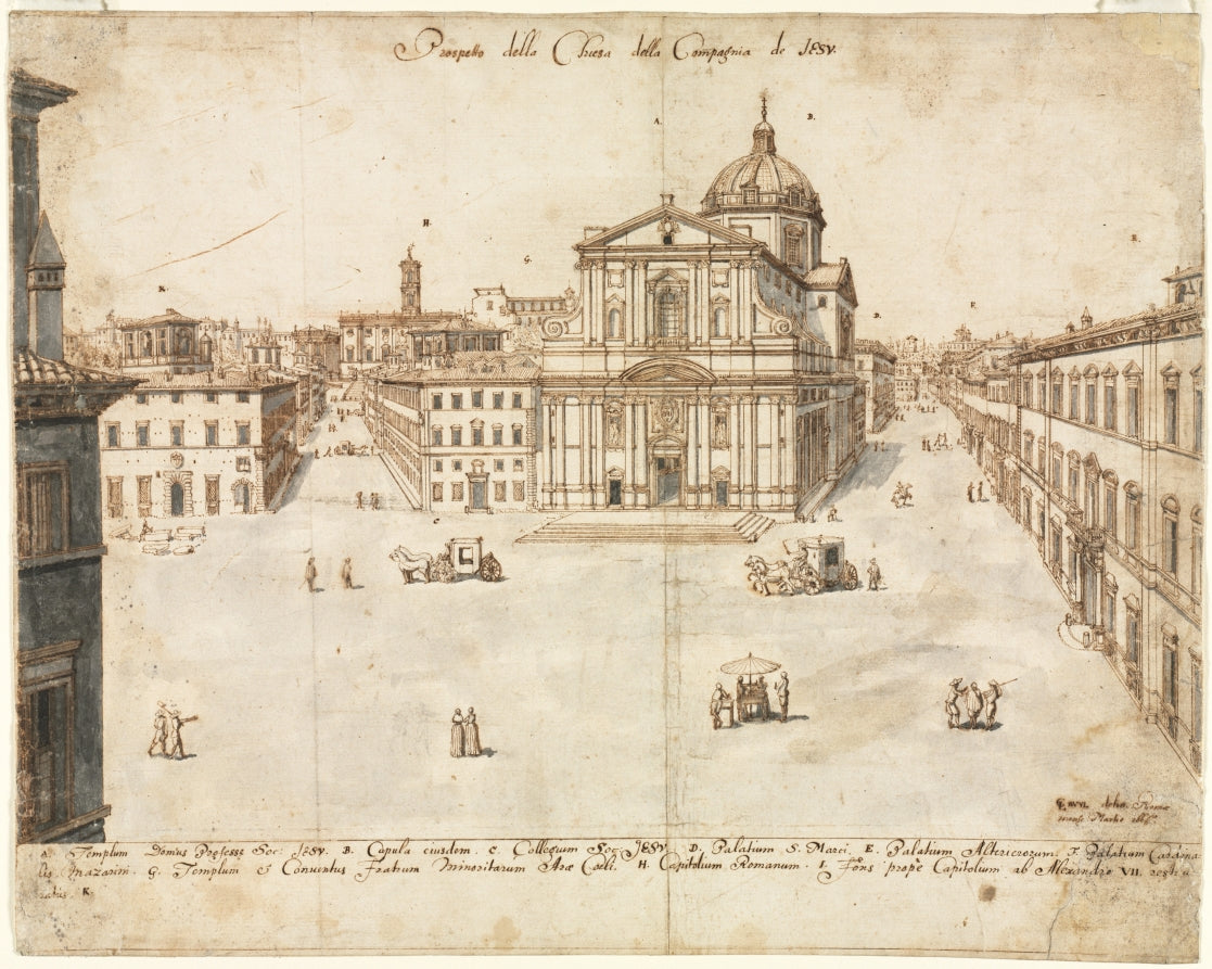 Eighteen Views of Rome The Church of the Ges by Lievin Cruyl (Flemish, c. 1640-c. 1720) - Classic Painting canvas print