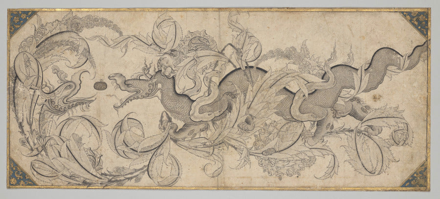 Dragon in foliage with lion and phoenix heads by Sahkulu (Turkish, active 1526–56) - Classic Art canvas print