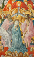 The Coronation of the Virgin with the Trinity by Master of Rubielos de Mora (Spanish) - Classic Art canvas print