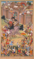 The siege of Arbela in the era of Hulagu Khan, page from a Chingiz-nama Book of Chingiz Khan of the Jami al-tavarikh Compendium of Chronicles of Rashid al-Din Persian,12471318 by Basavana (Indian, active c. 1560–1600) - Classic Art canvas print