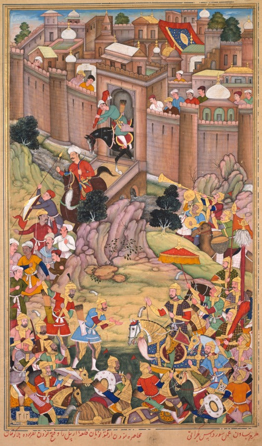 The siege of Arbela in the era of Hulagu Khan, page from a Chingiz-nama Book of Chingiz Khan of the Jami al-tavarikh Compendium of Chronicles of Rashid al-Din Persian,12471318 by Basavana (Indian, active c. 1560–1600) - Classic Art canvas print
