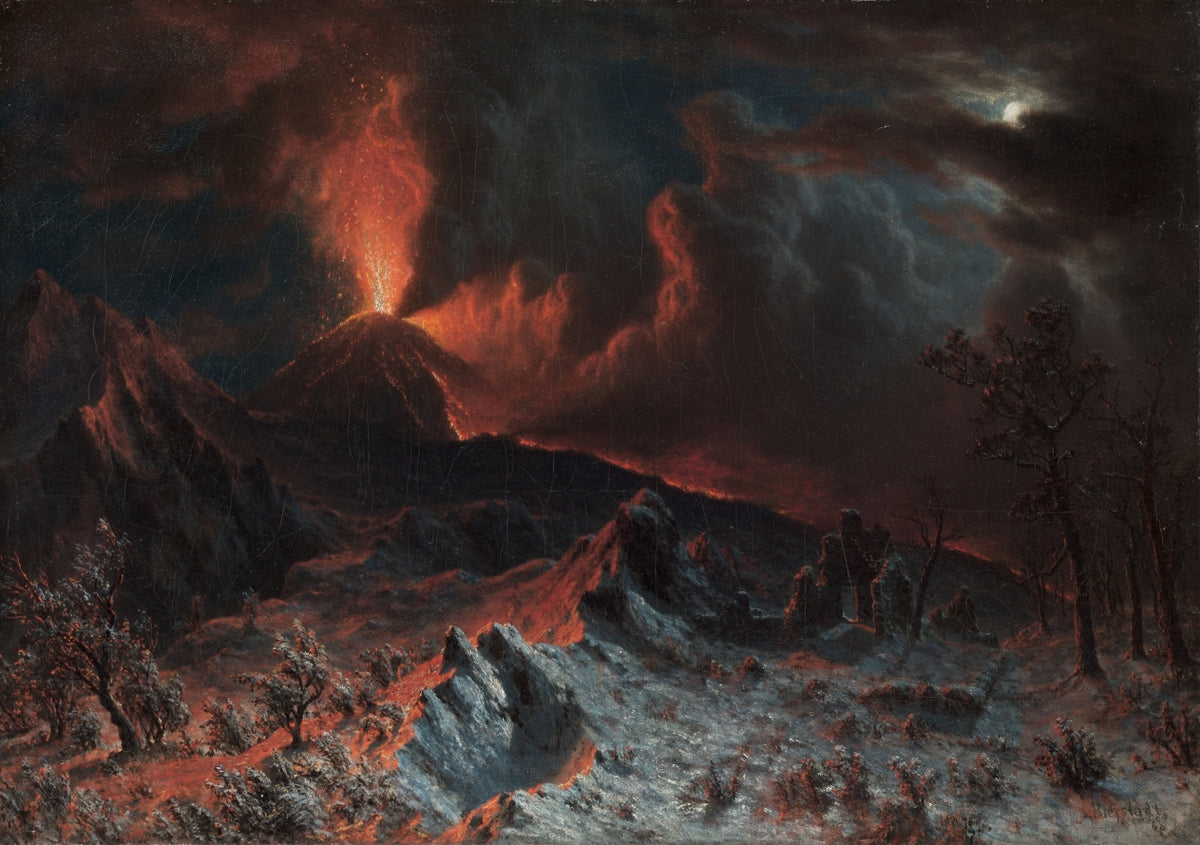 Mount Vesuvius at Midnight by Albert Bierstadt (American, born Prussia [now Germany], 1830–1902) - Classic Art canvas print