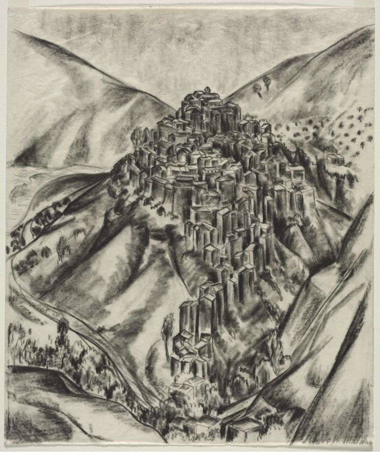 An Italian Hilltown, Anticoli, Italy by Louise B. Maloney (American, 1887–1973) - Classic Painting canvas print