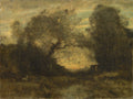 The Pond at the Entrance of the Woods by Jean Baptiste Camille Corot (French, 1796–1875) - Realist canvas print