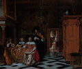Portrait of a Family Playing Music by Pieter de Hooch (Dutch, 1629–1684) - Classic Art canvas print