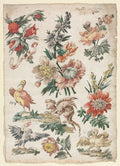 Floral Designs with Birds and Griffon by Giacomo Cavenezia (Italian) - Classic Painting canvas print