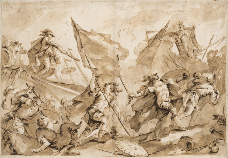 Jacopo Marcello Directing the Assault of Gallipoli by Antonio Guardi (Italian, 1699–1760) - Classic Painting canvas print