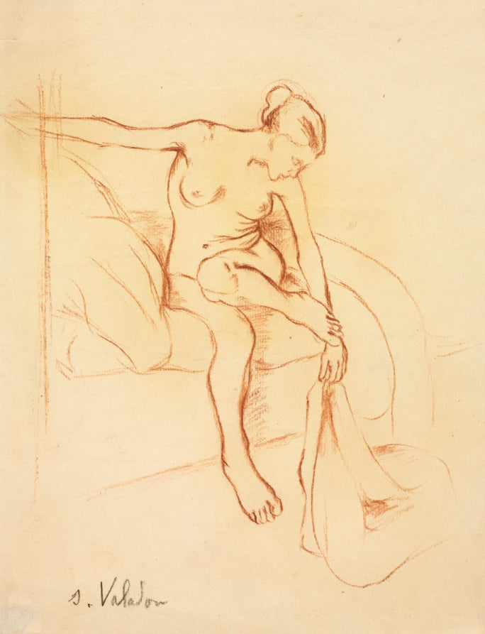 Nude Woman Seated on a Bed by Suzanne Valadon (French, 1865–1938) - Classic Painting canvas print