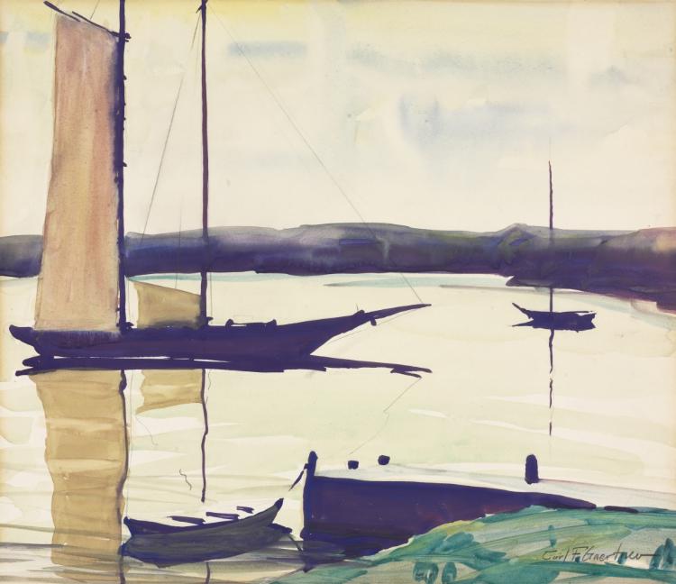 The Harbor by Carl Gaertner (American, 1898–1952) - Classic Painting canvas print