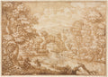 River Landscape with Arched Rock by Crescenzio di Onofrio (Italian, 1632?–after 1712) - Classic Painting canvas print