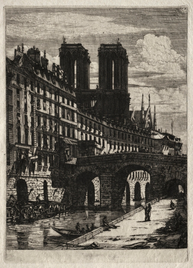 Etchings of Paris  The Little Bridge by Charles Meryon (French, 1821–1868) - Classic Painting canvas print