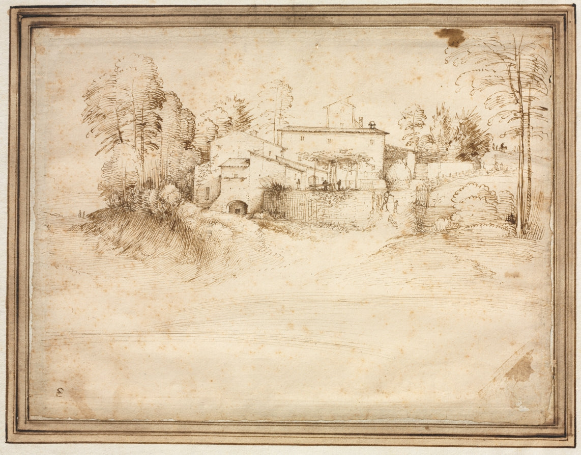 Farmhouse on the Slope of a Hill by Fra Bartolommeo (Italian, 1472–1517) - Classic Art canvas print