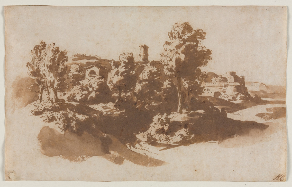 Landscape with Fortification Between Marino and Frascati by Jacob van der Ulft (Dutch, 1627–1689) - Classic Painting canvas print